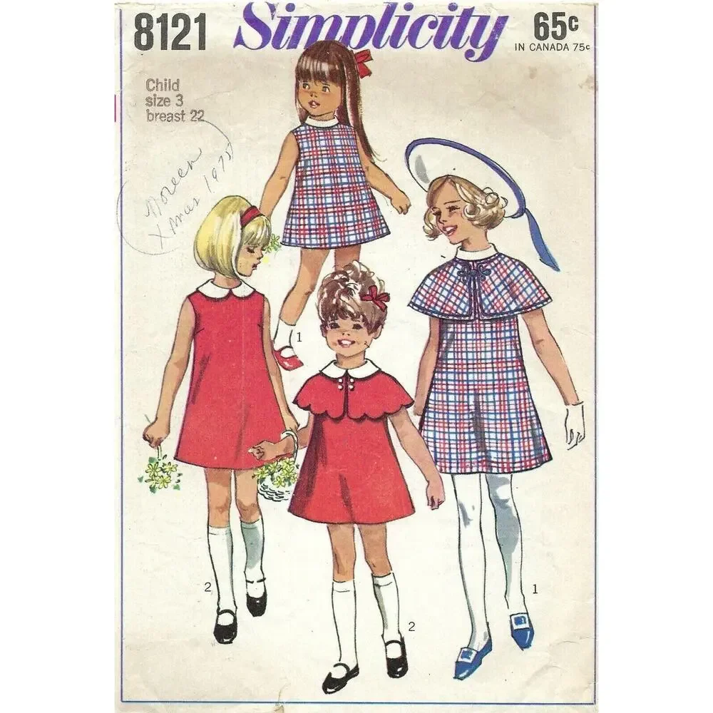 Vintage Simplicity Pattern 8121‎ Girls/Child Dresses (1968)